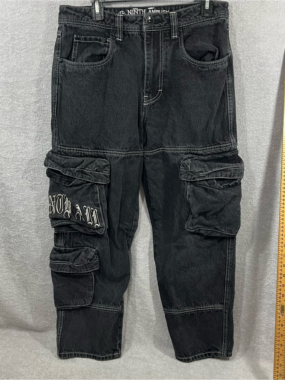 Ninth Hall Cargo Pants Men’s 30 Black Streetwear Baggy Y2K Hip Hop 30x29